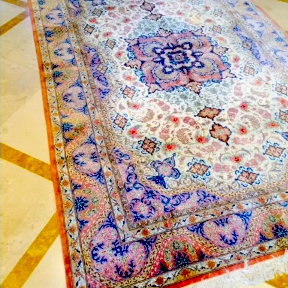 PERSIAN RUG- GENUINE-100% SILK-MADE IN QUOM- 10 FT LONG BY 6.5 WIDE-